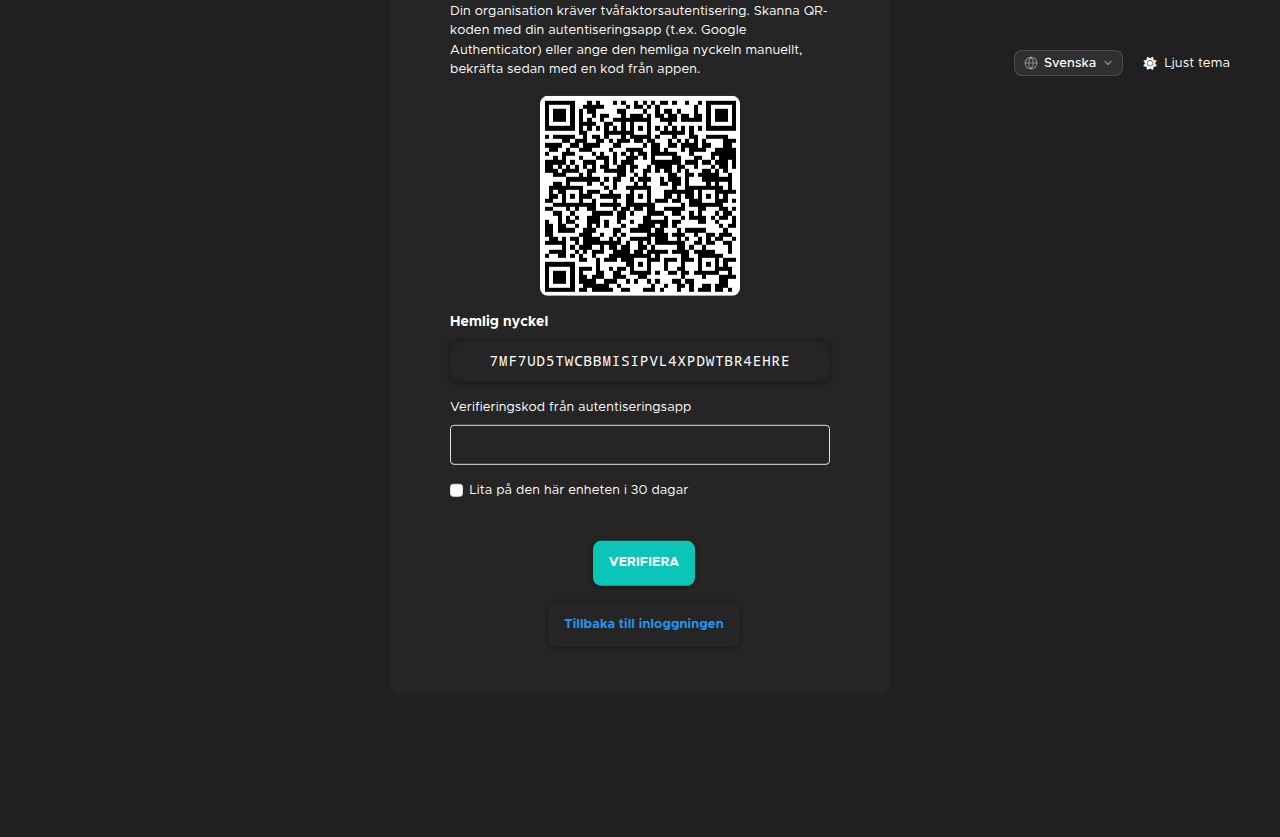 Admin first-login TOTP enrollment