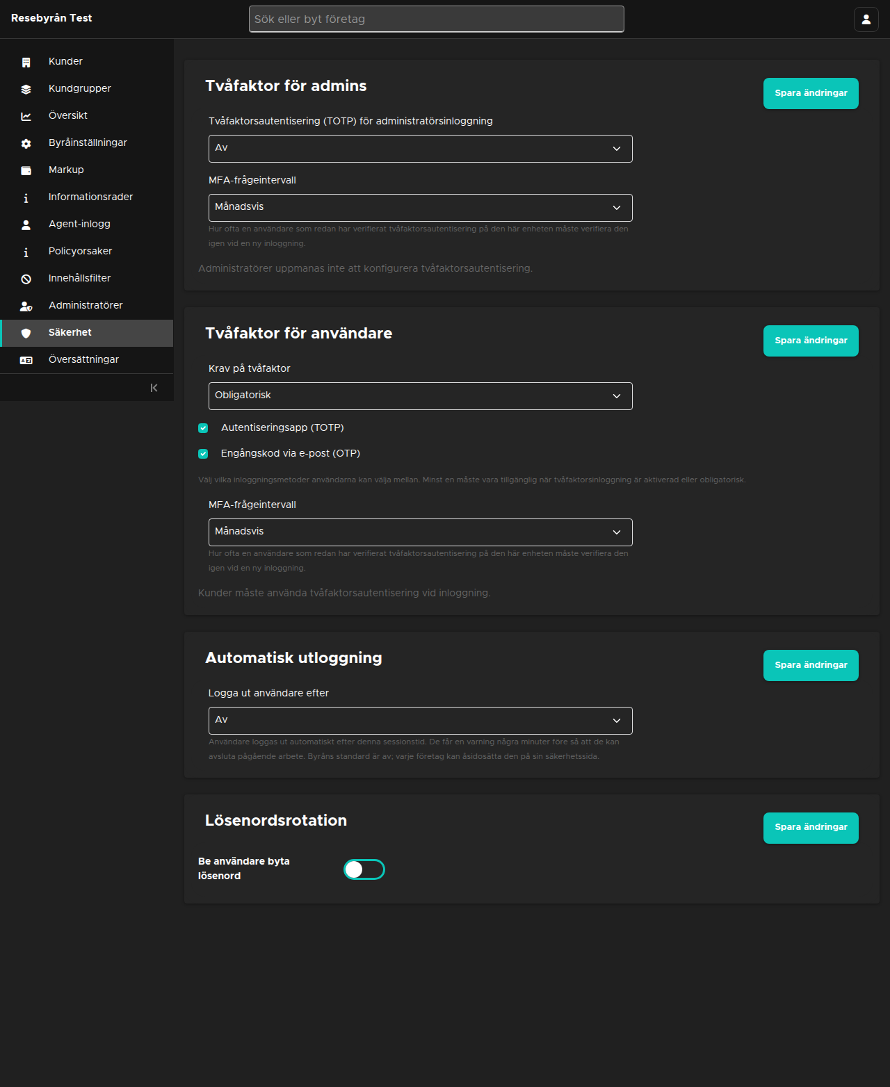 Agency Security page