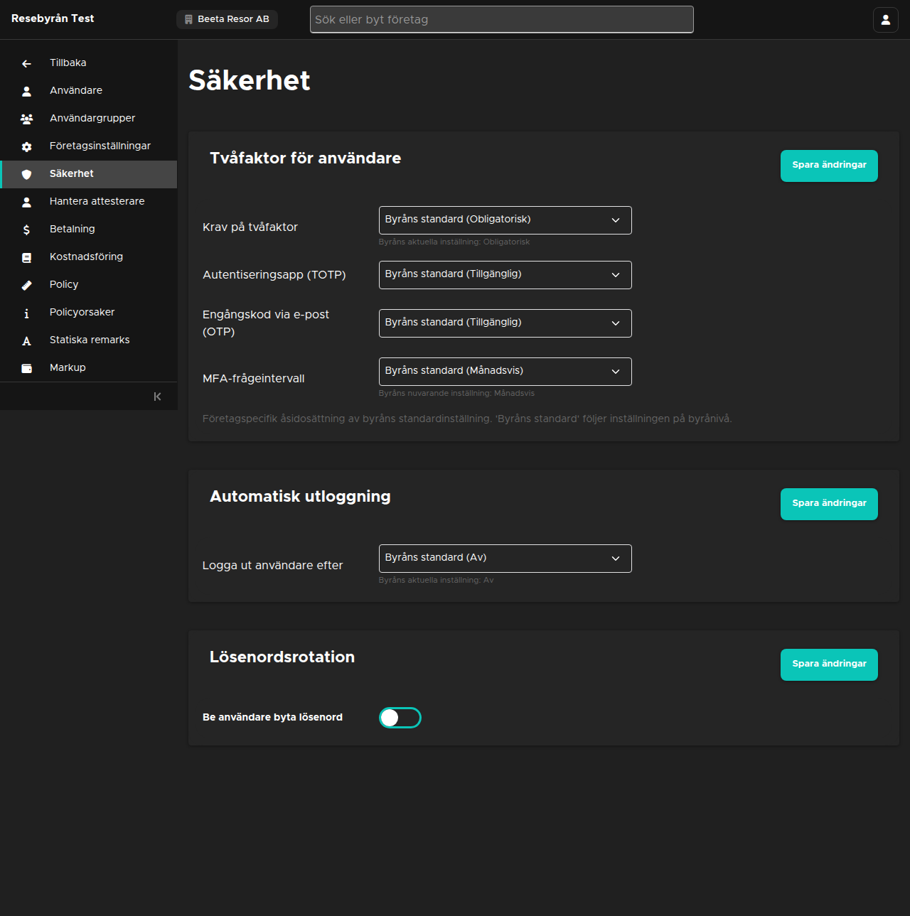 Company Security page