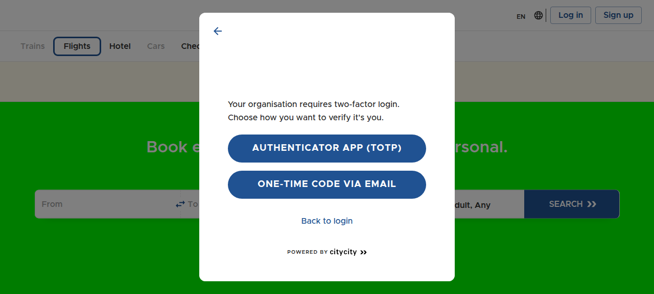 Login method choice