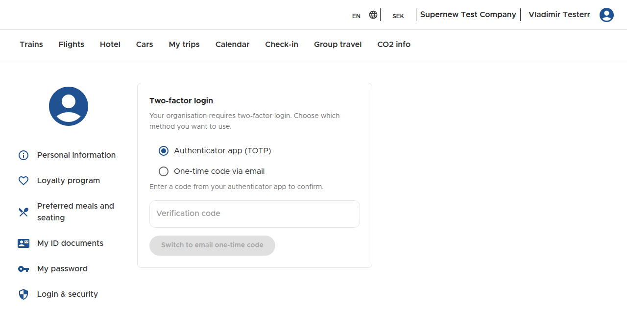Profile Login & security